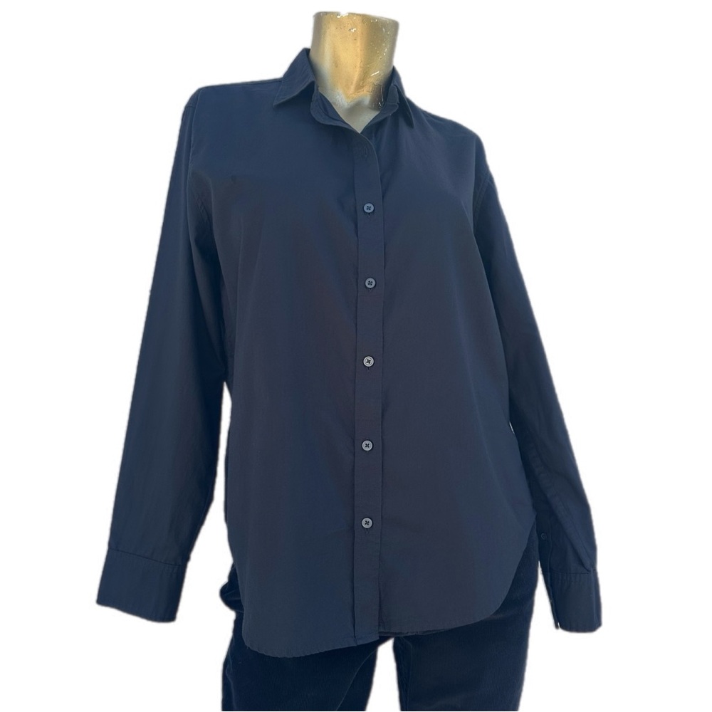 100% Cotton Everlane black collared long sleeve button down shirt size 6